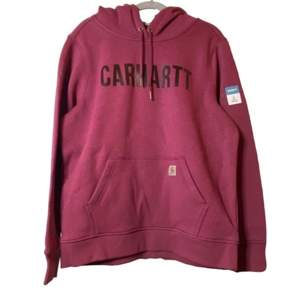 Carhartt Women's Relaxed Fit Midweight Logo Graphic Sweatshirt Beet Red Heather